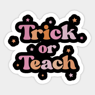 Retro Vintage Groovy Trick Or Teach Halloween Teacher Life Women Sticker